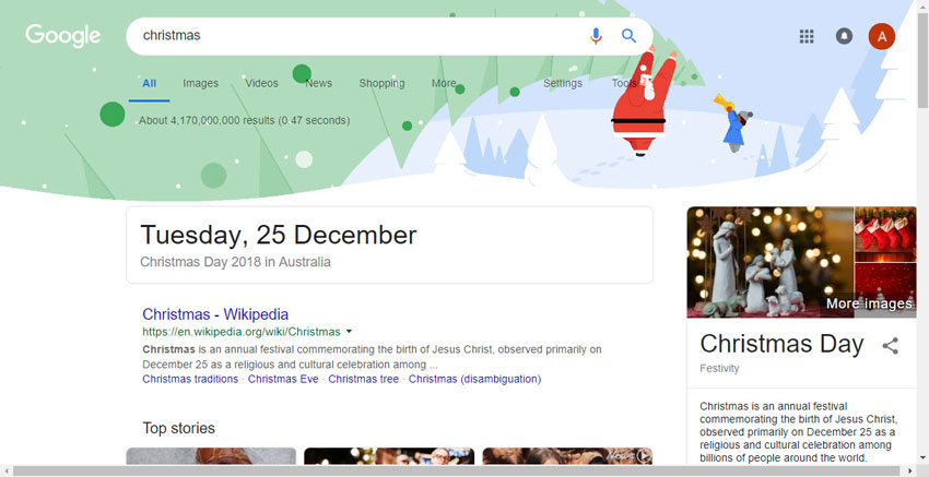 searching google for christmas
