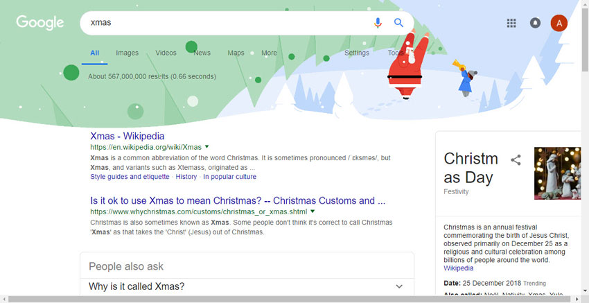 Searching google for xmas