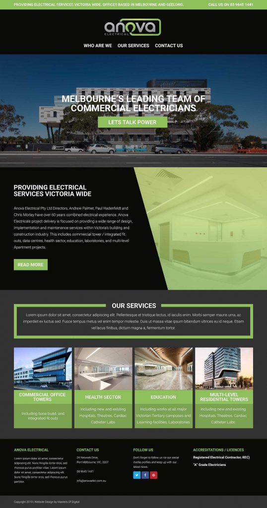 Anova Electrical Website Concept