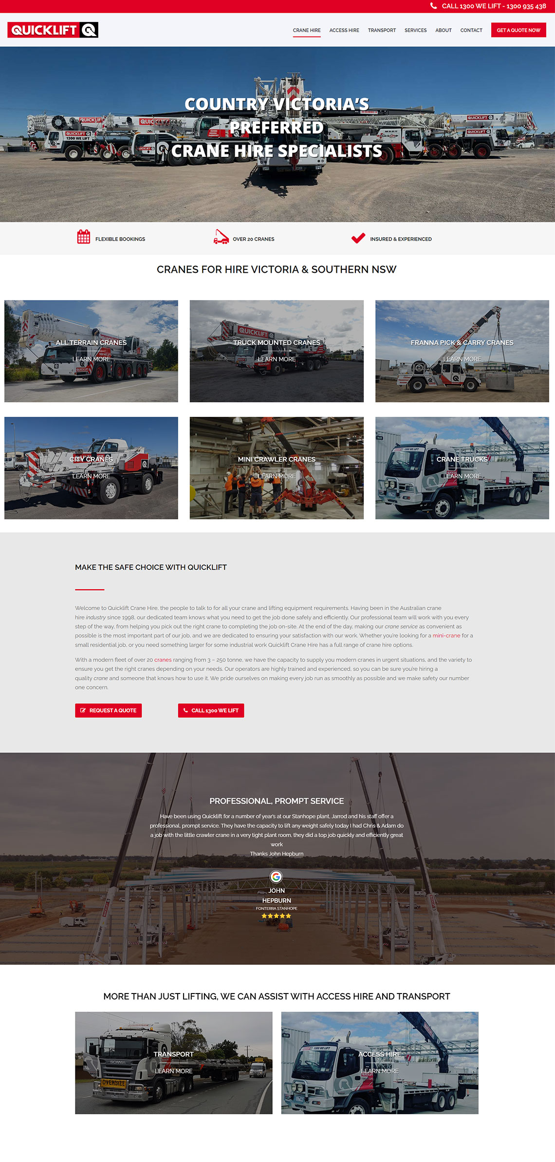 Quicklift Crane Hire Country Victoria Website